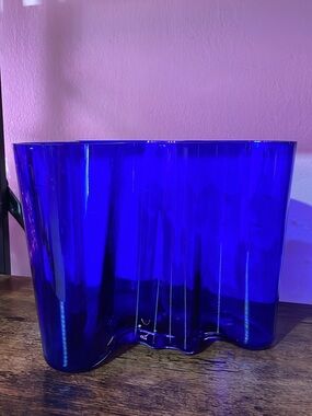 Alvar Aalto Cobalt Blue Glass Wave Vase